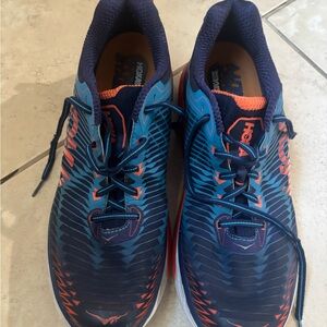 Hoka One One Men's Vibrant Blue and Orange Sneakers